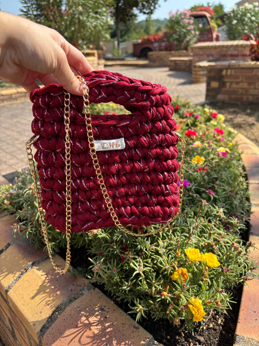 Sac en crochet (rouge/doré)