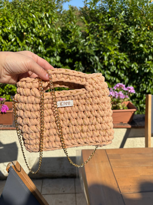 Sac en crochet (beige/doré)