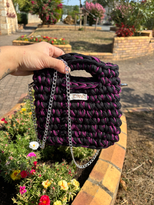 Sac en crochet (noir/violet)