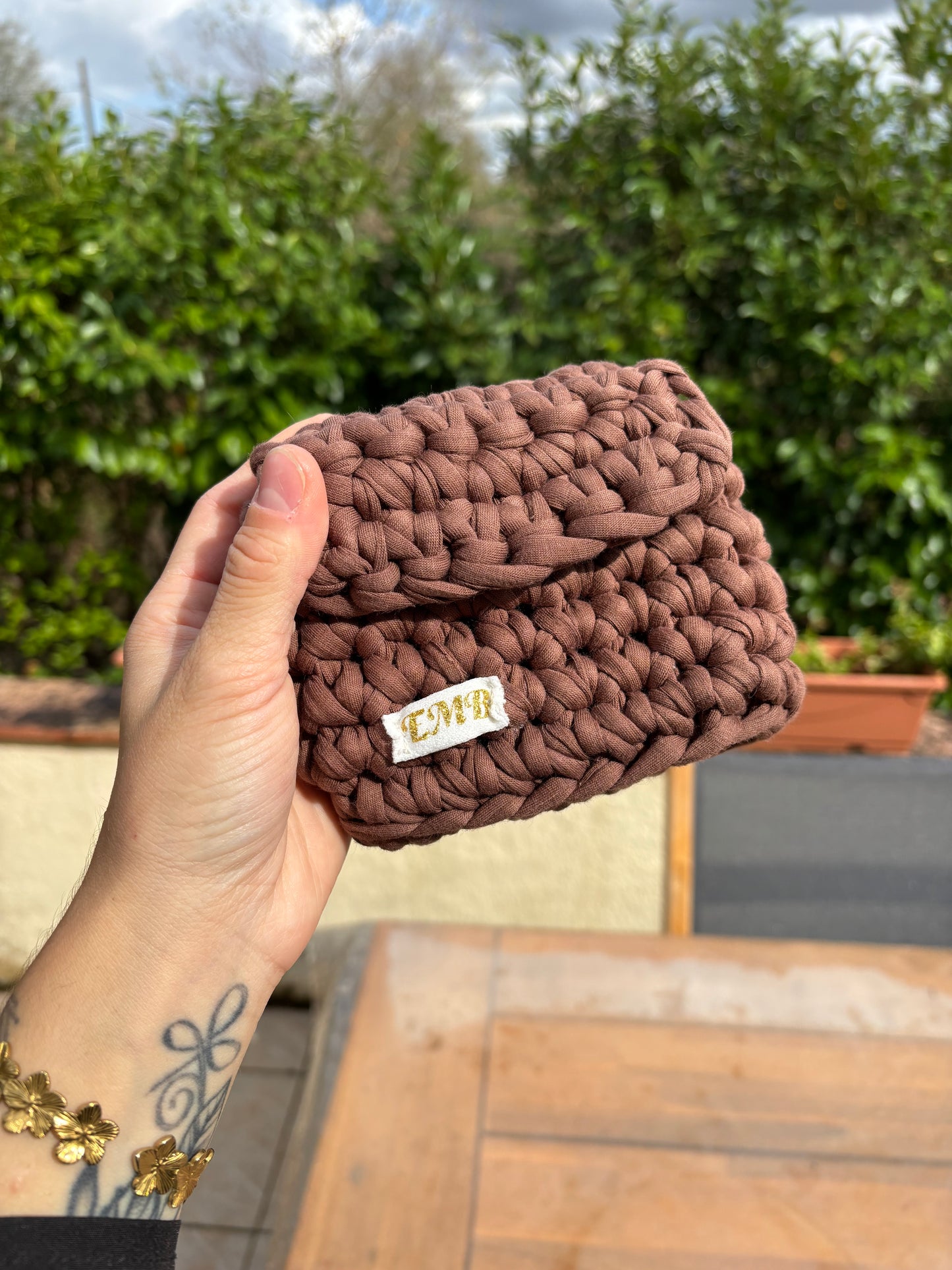 Porte monnaie en crochet (marron)