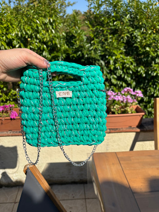 Sac en crochet (vert/argenté)